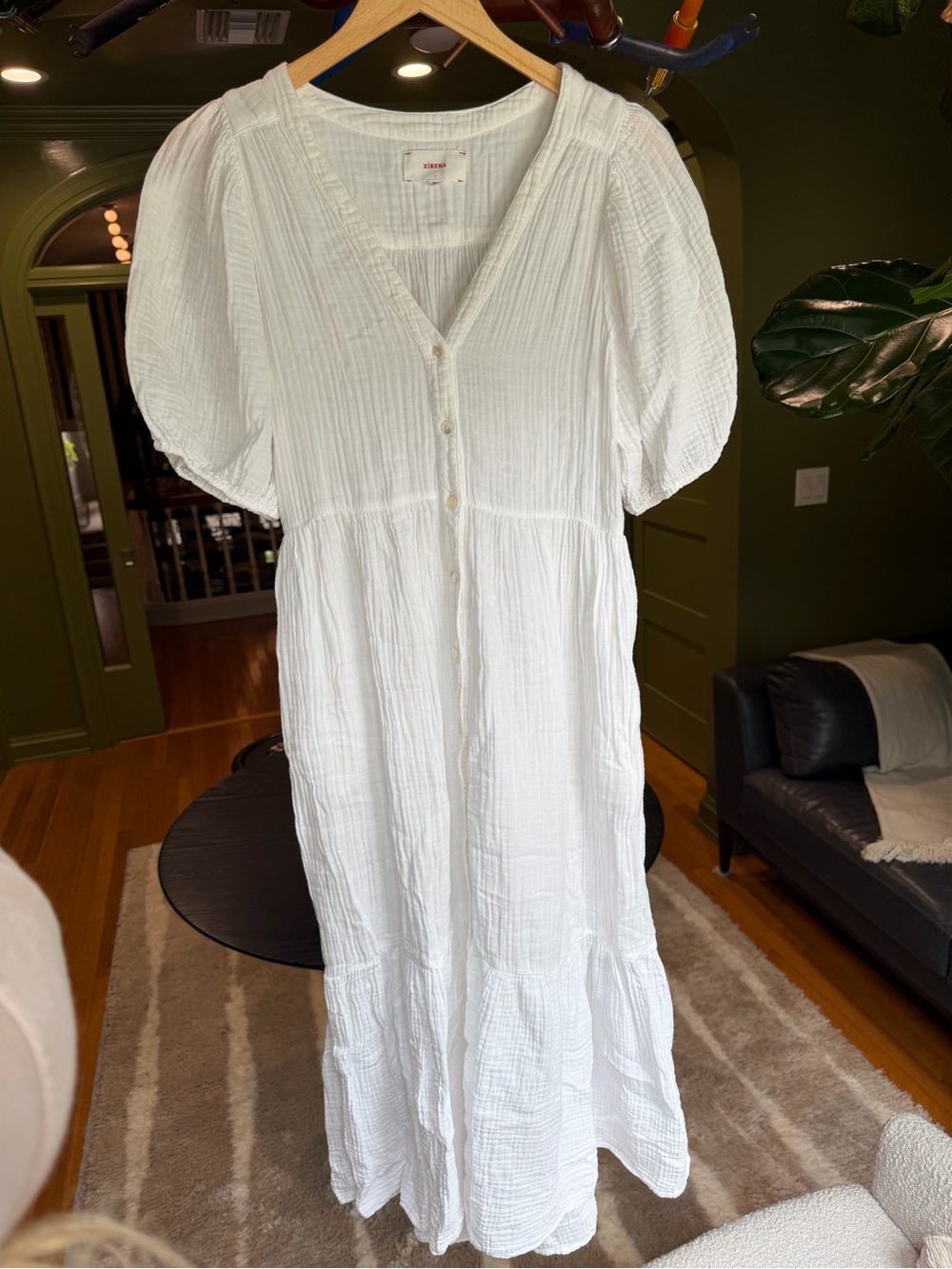 Breezy White Button-Front Midi Dress by Xirena